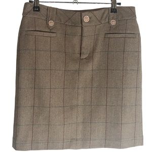 SOLD Eddie Bauer brown plaid wool skirt size 2 with pockets — cottagecore